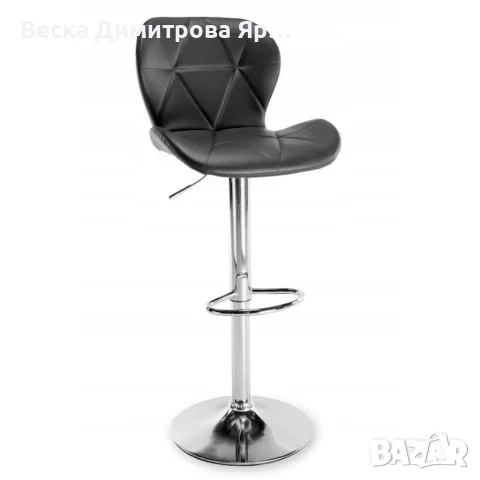 Дизайнерски бар стол 360°, с амортисьор и хромирана основа, PU кожа, до 100кг, снимка 4 - Столове - 56167065