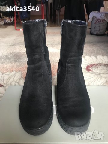 Черни велурени боти на платформа, снимка 7 - Дамски боти - 39199261