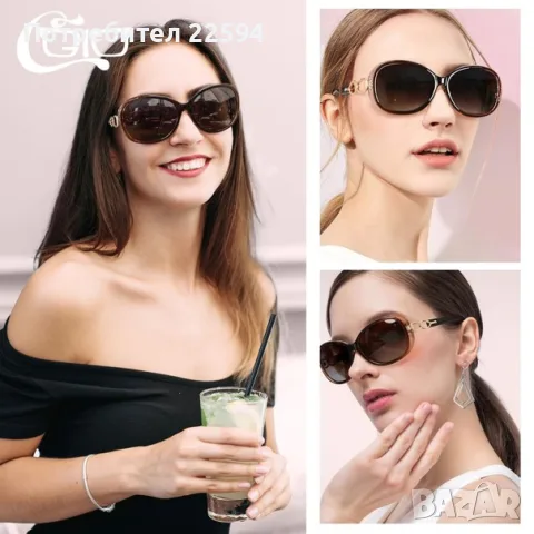 Дамски поляризирани слънчеви очила oversized винтидж UV 400 защита – Черен, снимка 5 - Слънчеви и диоптрични очила - 55772268