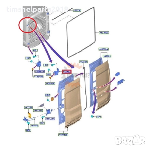 Задна панта врата "Лява Горна 180 градуса" за Ford Transit след 2014 год., снимка 2 - Части - 52721104