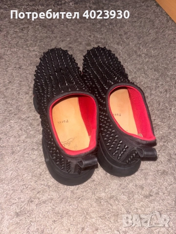 Cristian Louboutin Black Neoprene Spike Sock Slip-On Sneakers, снимка 3 - Маратонки - 53786707