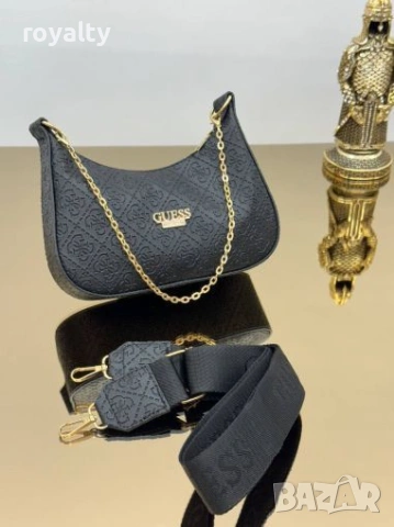 Guess Нова Черна Дамска Кожена Чанта Гес 