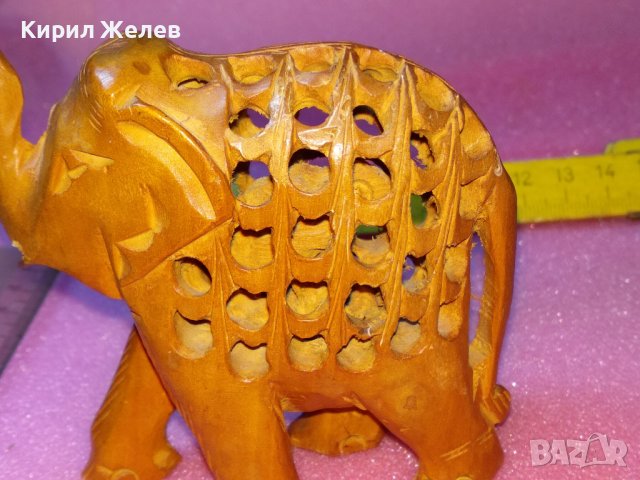 ДЪРВЕНО СЛОНЧЕ ФИНА ДЪРВОРЕЗБА МАЙСТОРСКА АЖУРНА РЪЧНА ИЗРАБОТКА ЧАЕНО ДЪРВО АЗИЯ 26567, снимка 3 - Статуетки - 44313910