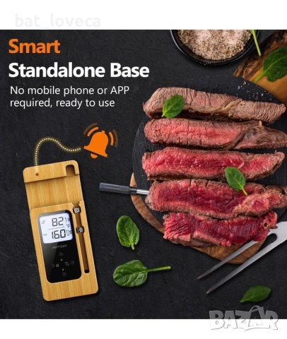 Нов Безжичен термометър за месо AIRMSEN със самостоятелна LCD дисплейна основа, снимка 4 - Прибори за хранене, готвене и сервиране - 53750983