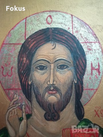 Стара ръчно рисувана икона в отлично състояние Исус Христос, снимка 4 - Колекции - 33854348