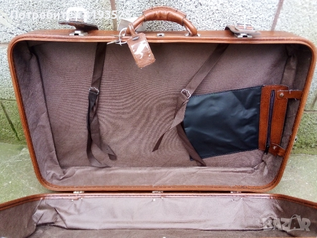 Пътнически кожен куфар с колелца, снимка 3 - Куфари - 52750522