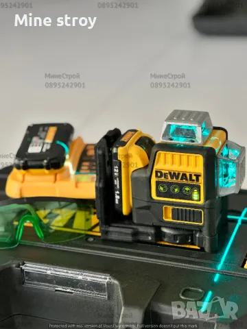 Лазерен нивелир линеен DEWALT DCE089D1G, 360°, 15-30м, зелен лазер
