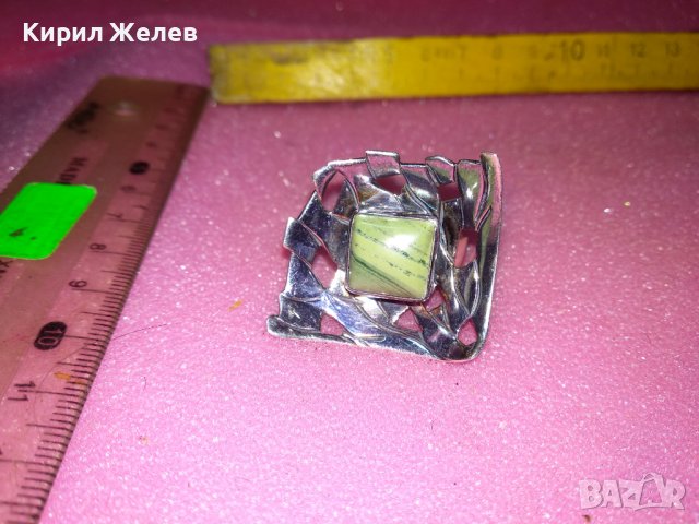 UNICAT VR Авторски АРТ БУТИКОВ АЖУРЕН СРЕБЪРЕН ПРЪСТЕН ВИСОКА ПРОБА СРЕБРО с МЛЕЧЕН МАЛАХИТ 43250, снимка 14 - Пръстени - 44315049