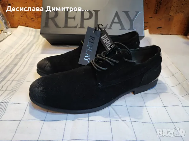 Оригинални нови мъжки обувки REPLAY естествен велур размер 44, снимка 2 - Официални обувки - 47639267