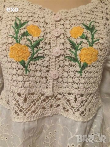 Красив топ с дантела, Памучна блуза дантела, памучна блуза бродерия, снимка 5 - Корсети, бюстиета, топове - 41078105