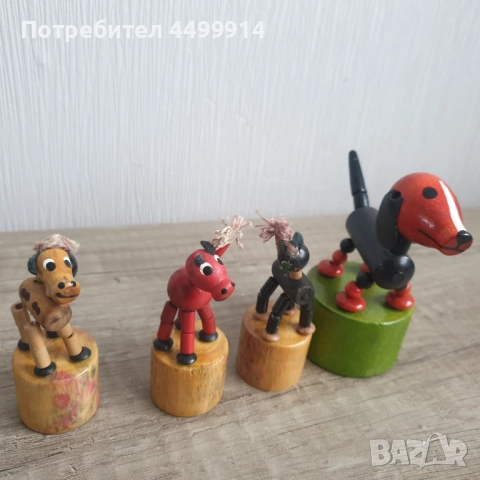 Дървени танцуващи сгъваеми играчки за бутане с палец -4 броя, снимка 8 - Антикварни и старинни предмети - 52669986