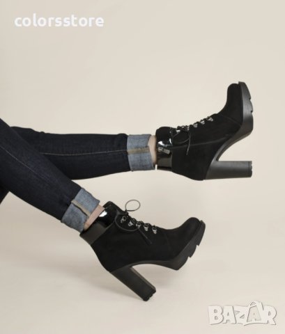 Боти на ток - черен ЕСТЕСТВЕН велур и ЕСТЕСТВЕН лак - 26529, снимка 2 - Дамски боти - 42241244