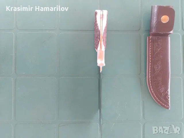 Ръчно изработен нож  с дръжка от  еленов рог , снимка 4 - Ножове - 56185627