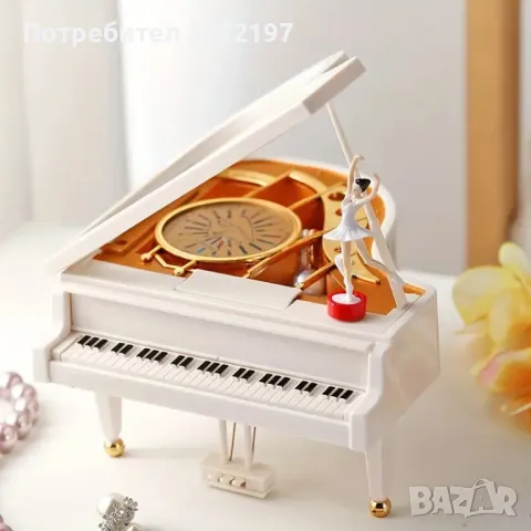 Музикална кутия във формата на пиано с кутия за бижута и танцуваща балерина, снимка 1