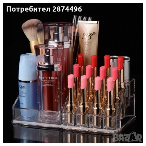 1758 Акрилен настолен органайзер за червила и лакове с 16 отделения, снимка 4 - Други - 35785598