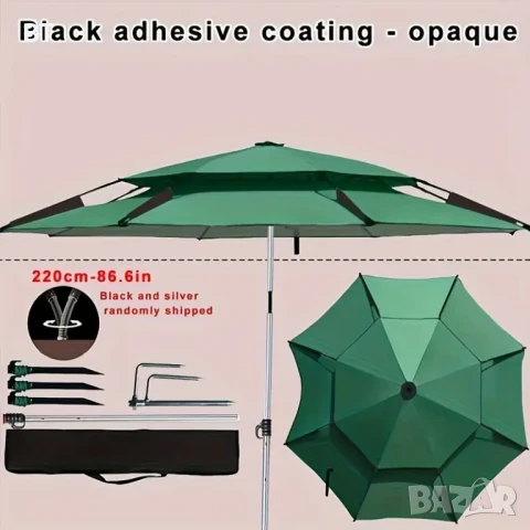 Ветроупорен плажен чадър с UV защита., снимка 7 - Къмпинг мебели - 51044433