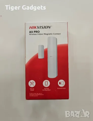 Hikvision DS-PDMC-EG2-WE AX PRO – безжичен магнитен датчик с 2 допълнителни входа, 868 MHz