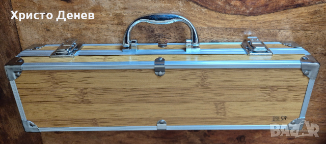 комплект за барбекю в метално куфарче, от 3 части, неръждаема стомана и естествено дърво, снимка 2 - Прибори за хранене, готвене и сервиране - 53655078