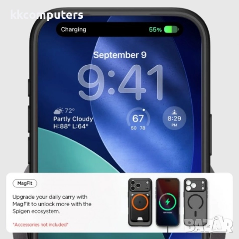 Оригинален кейс Spigen Ultra Hybrid Magsafe, За iPhone 17 Pro (6.3), Черен и Протектор, снимка 5 - Резервни части за телефони - 51922806