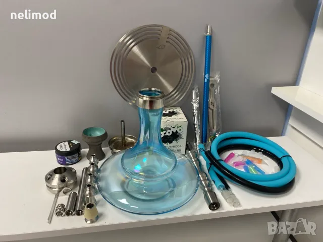 ARYF Shisha Pro Shiny Blue  напълно оборудвано комплект наргиле 