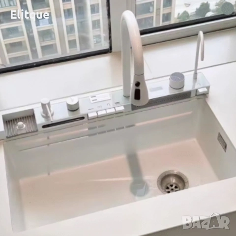 Умна кухненска мивка с изтеглящ се кран – LED дисплей, водопад, филтрирана вода, снимка 6 - Други стоки за дома - 53120531