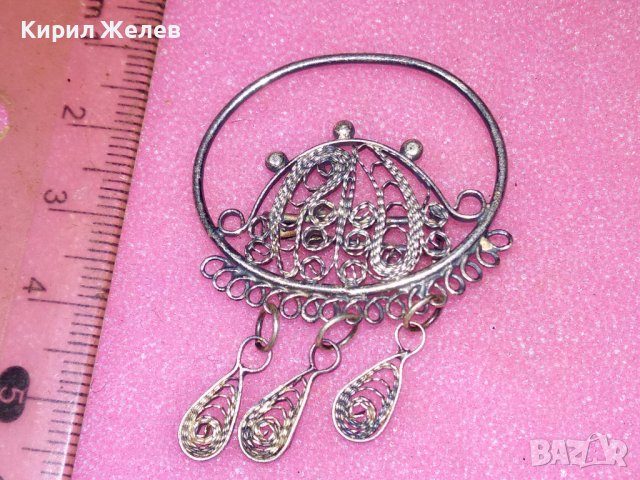 СТАРА ФИЛИГРАННА СРЕБЪНА БРОШКА СРЕБРО ВИСОКА ПРОБА РЕТРО БИЖУ РЪЧНА МАЙСТОРСКА ИЗРАБОТКА 42075, снимка 4 - Антикварни и старинни предмети - 44394422