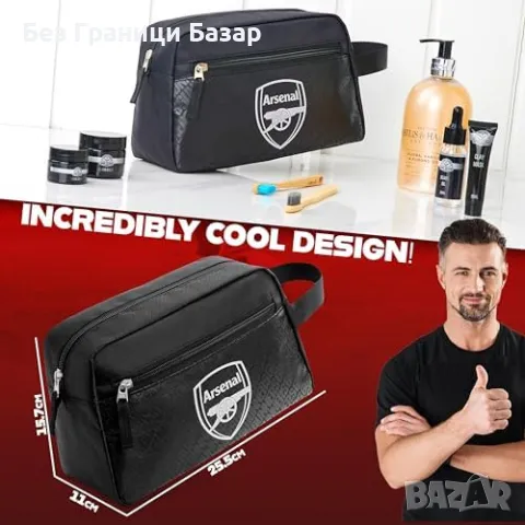 Нова Стилна мъжка тоалетна чанта Арсенал - Идеална за пътувания подарък, снимка 6 - Други - 47634374