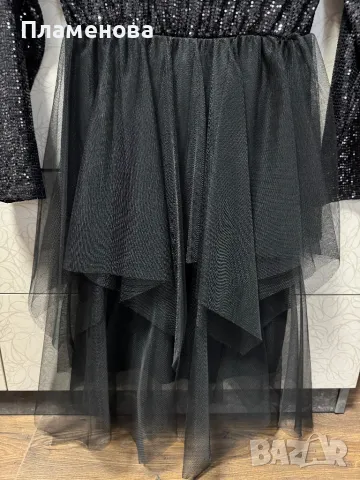 Черна рокля с паети - S/M, снимка 4 - Рокли - 48687636