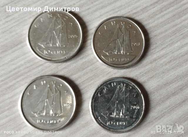 Монети 10 цента Канада , снимка 3 - Нумизматика и бонистика - 42413182