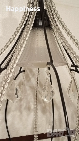 Абажур (Полилей) метален със стъклени елементи, снимка 5 - Лампи за таван - 51878111