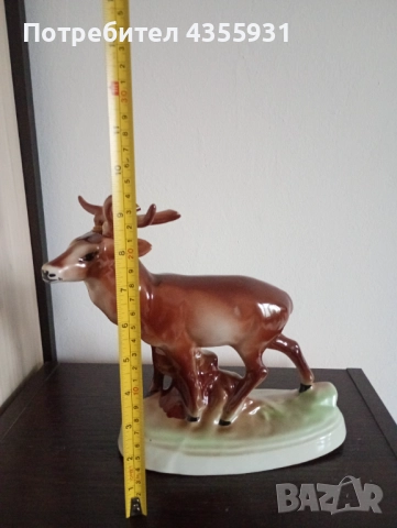Голям стар порцелан фигура елен стар български порцелан статуетка 