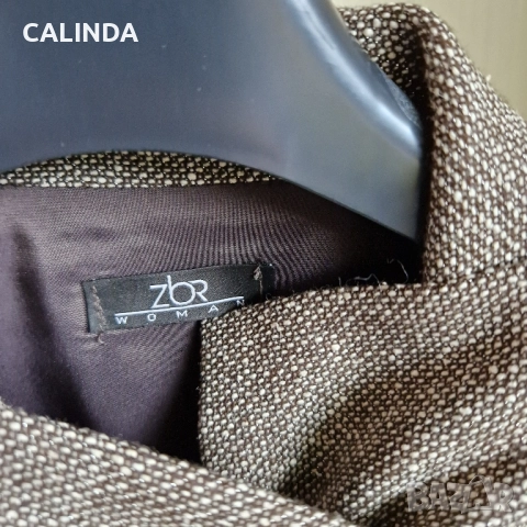 Дизайнерско сако с колан кафяв меланж, снимка 3 - Сака - 52188709