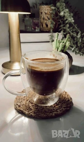 Стъклена чаша за кафе с двойно дъно 200ml