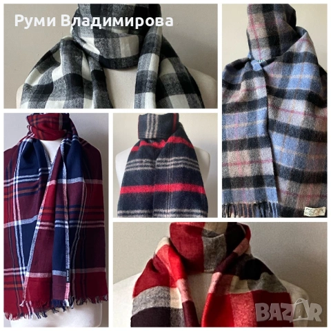 Мъжки, кариран шал от 100 % кашмир/ вълна