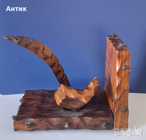 Масивен Дървен Стопер за Книги Дърворезба , снимка 8 - Други ценни предмети - 53645065