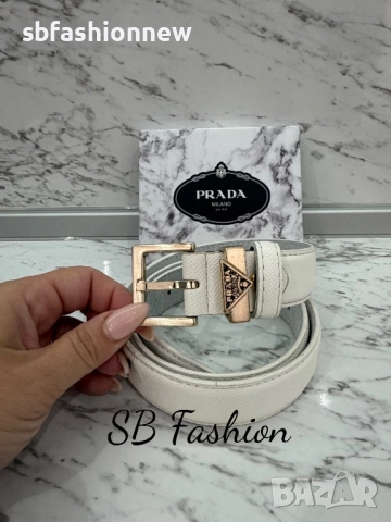 Prada бял колан естествена кожа, снимка 2 - Колани - 52702544