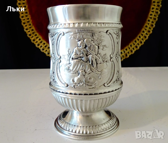 Чаша от калай с картини Влюбени,Пътешествие,Пролет. 