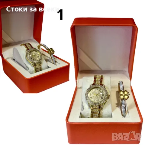Луксозен дамски комплект елегантен часовник и нежна гривна, снимка 4 - Подаръци за жени - 49173593