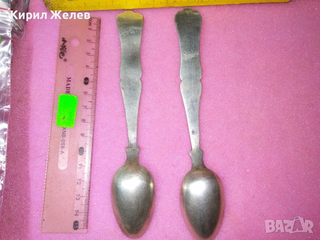 19 Век КНЯЖЕСТВО БЪЛГАРИЯ 2 ГОЛЕМИ РЪЧНО с КАЛЕМ ОРНАМЕНТИРАНИ СРЕБЪРНИ ЛЪЖИЦИ с МОНОГРАМ Х. В 43174, снимка 6 - Антикварни и старинни предмети - 44377664