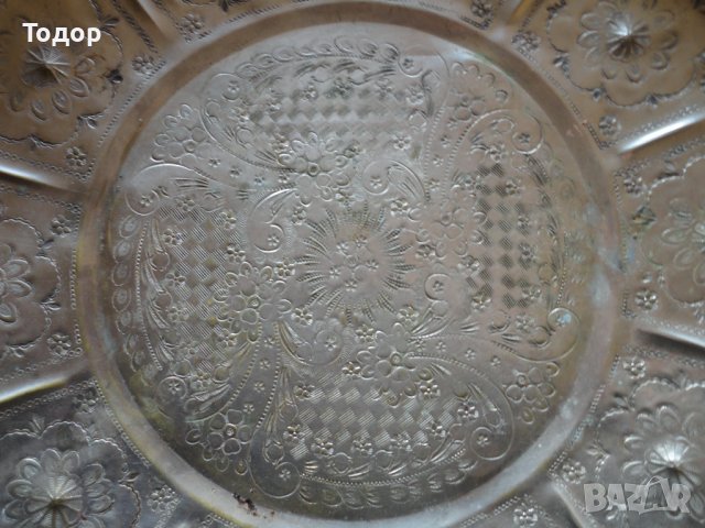 Старинен бронзов кован поднос синия  , снимка 3 - Колекции - 39338209