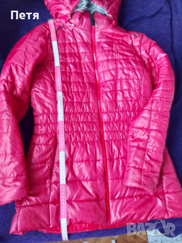 Дамско зимно яке цвят диня, снимка 2 - Якета - 53456300