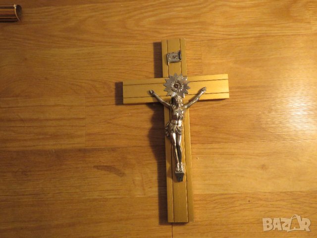 Стар кръст разпятие Христово, Исус Христос 22 х 13 см бог религия, снимка 2 - Антикварни и старинни предмети - 34221269