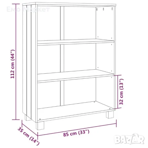 Библиотека, светлосива - 85x35x112 см, бор масив, снимка 2 - Други - 48935555