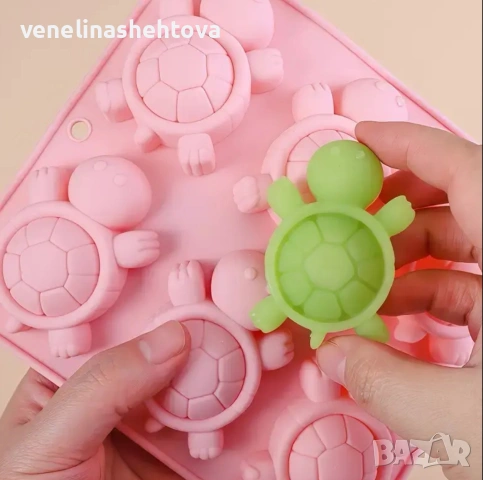 6 костенурки костенурка силиконов молд форма гипс сапун смола шоколад лед фондан за декорация , снимка 3 - Форми - 53107928