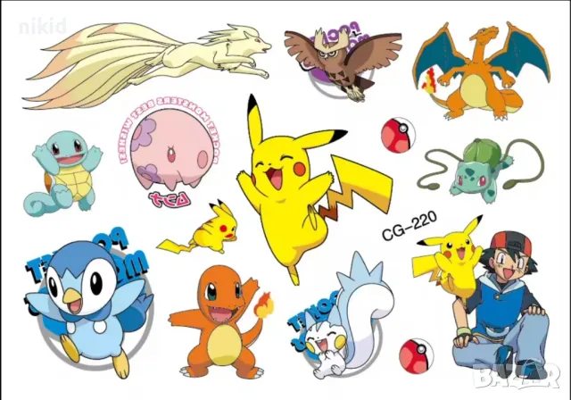 pokemon Покемон Пикачу Tattoo Tattoo татос татуировка временна детска татоси татуси, снимка 2 - Други - 37540335