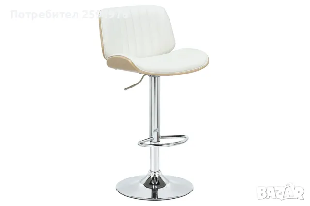 Бар стол Fern с регулируема височина, PU в бял цвят. BESTSELLER!, снимка 1