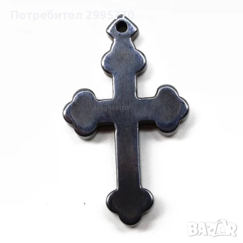 Медальон кръст от минерала хематит, снимка 2 - Колиета, медальони, синджири - 52888245