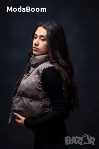 Кафяв дамски елек , снимка 3 - Елеци - 48374291