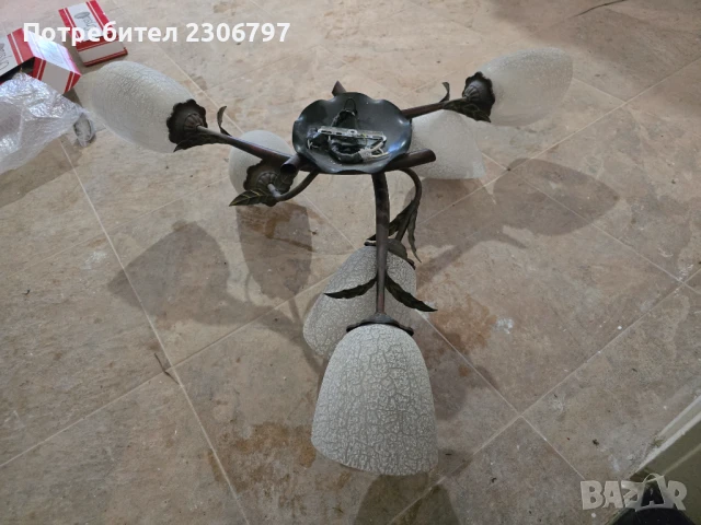 Полилей с 6 (шест) крушки Е27, снимка 2 - Полилеи - 50474945