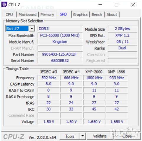 6GB Kingston HyperX (3x2GB) DDR3-2000 KHX2000C9AD3T1K2, снимка 11 - RAM памет - 42024400